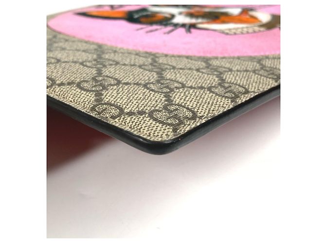 Clutch Gucci GG Supreme Dog Bosco Appliqué Rosso Beige - vista 7