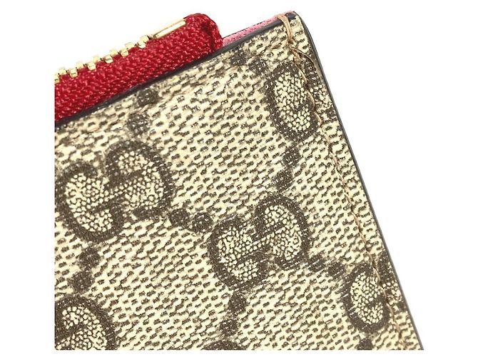 Clutch Gucci GG Supreme Dog Bosco Appliqué Rosso Beige - vista 9