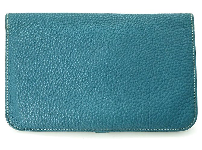 Cartera Larga Dogon Duo GM de Hermès en Jean Azul - vista 3