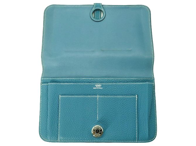 Cartera Larga Dogon Duo GM de Hermès en Jean Azul - vista 8