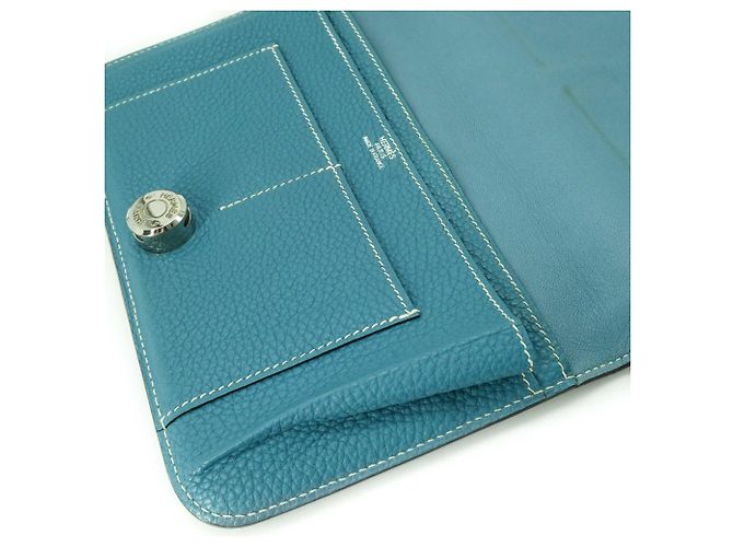 Cartera Larga Dogon Duo GM de Hermès en Jean Azul - vista 9
