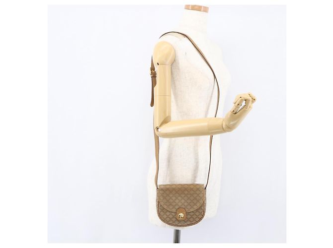 Céline Borsa a Spalla in Tela Macadam CELINE PVC Beige Oro Auth 161609 D'oro - vista 19