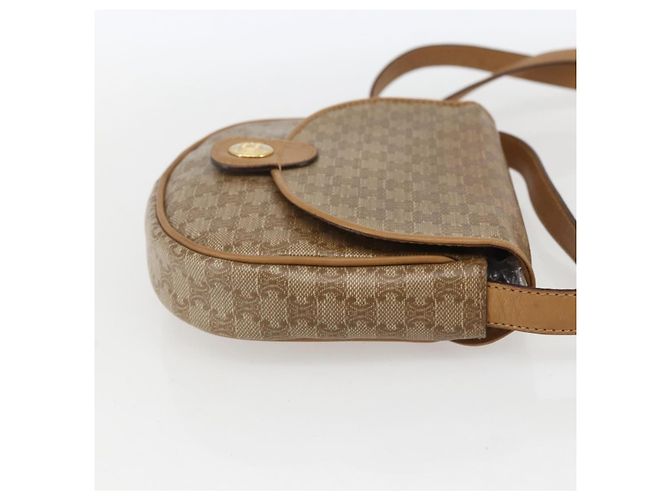 Céline Borsa a Spalla in Tela Macadam CELINE PVC Beige Oro Auth 161609 D'oro - vista 4