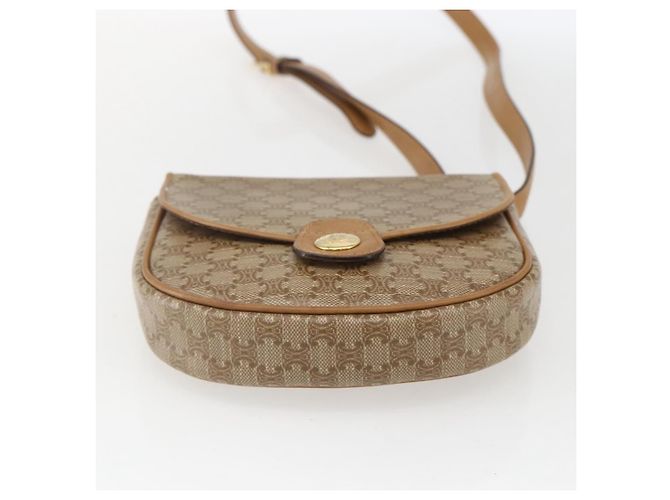 Céline Borsa a Spalla in Tela Macadam CELINE PVC Beige Oro Auth 161609 D'oro - vista 5
