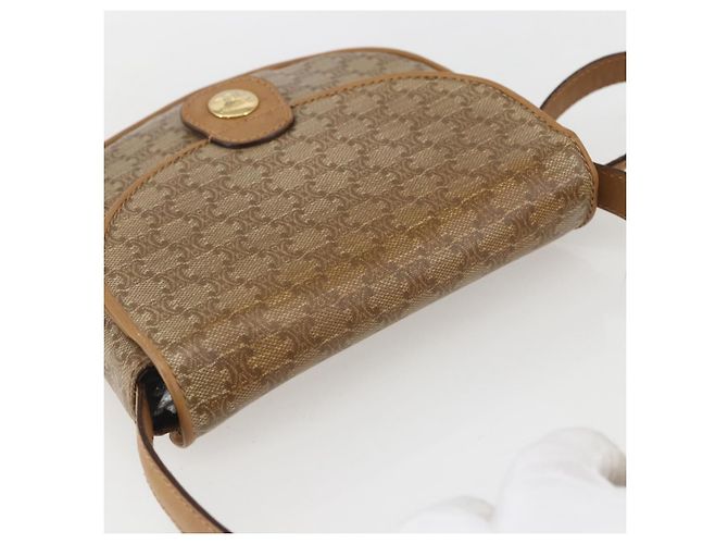 Céline Borsa a Spalla in Tela Macadam CELINE PVC Beige Oro Auth 161609 D'oro - vista 6