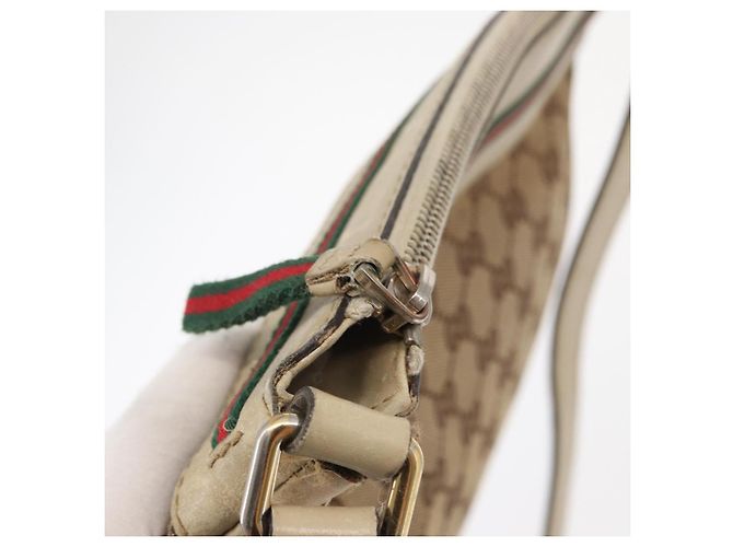 Borsa a Spalla Gucci GG Canvas Web Sherry Line Beige Oro 257065 Auth 160488 D'oro - vista 10