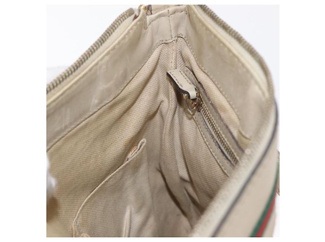 Borsa a Spalla Gucci GG Canvas Web Sherry Line Beige Oro 257065 Auth 160488 D'oro - vista 21