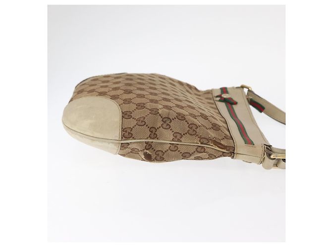 Borsa a Spalla Gucci GG Canvas Web Sherry Line Beige Oro 257065 Auth 160488 D'oro - vista 3