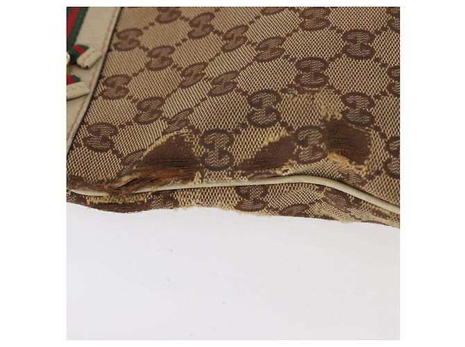 Borsa a Spalla Gucci GG Canvas Web Sherry Line Beige Oro 257065 Auth 160488 D'oro - vista 5