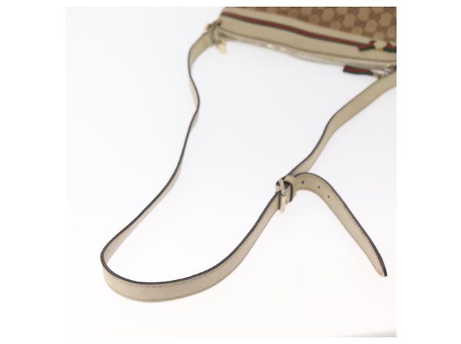 Borsa a Spalla Gucci GG Canvas Web Sherry Line Beige Oro 257065 Auth 160488 D'oro - vista 8