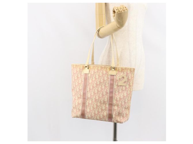 Christian Dior Trotter Canvas Tote Bag PVC Rosa Silber Authentisch hk3319 - Ansicht 24