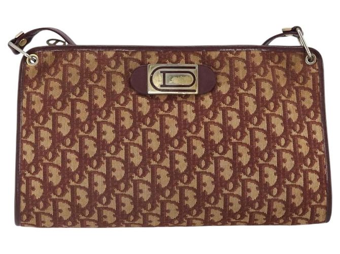 Borsa a Spalla in Tela Trotter Christian Dior Rossa Oro Auth 160953 Rosso D'oro - vista 13