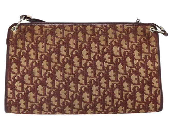 Borsa a Spalla in Tela Trotter Christian Dior Rossa Oro Auth 160953 Rosso D'oro - vista 2