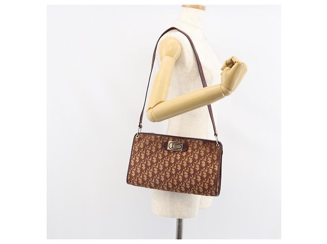 Borsa a Spalla in Tela Trotter Christian Dior Rossa Oro Auth 160953 Rosso D'oro - vista 20