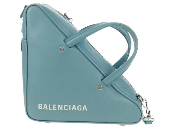 Balenciaga Borsa a mano Triangle S in pelle 2 in 1 blu chiaro argento 476975 Auth 161230 - vista 13