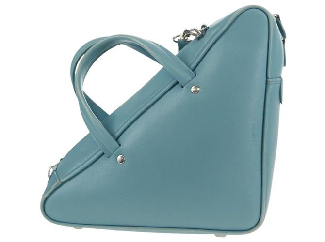 Balenciaga Borsa a mano Triangle S in pelle 2 in 1 blu chiaro argento 476975 Auth 161230 - vista 2