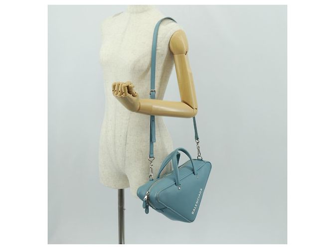 Balenciaga Borsa a mano Triangle S in pelle 2 in 1 blu chiaro argento 476975 Auth 161230 - vista 24