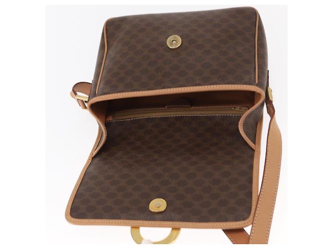 Céline Borsa a Spalla in Tela Macadam CELINE in Pelle PVC Marrone Oro Auth 161505 D'oro - vista 18