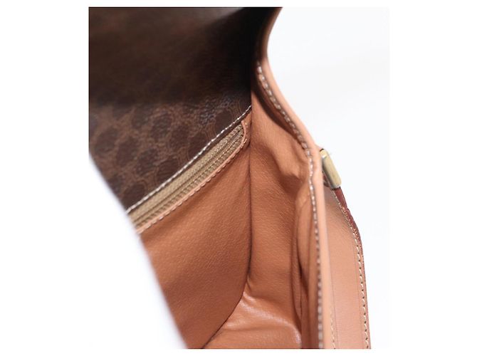 Céline Borsa a Spalla in Tela Macadam CELINE in Pelle PVC Marrone Oro Auth 161505 D'oro - vista 19