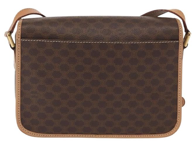 Céline Borsa a Spalla in Tela Macadam CELINE in Pelle PVC Marrone Oro Auth 161505 D'oro - vista 2