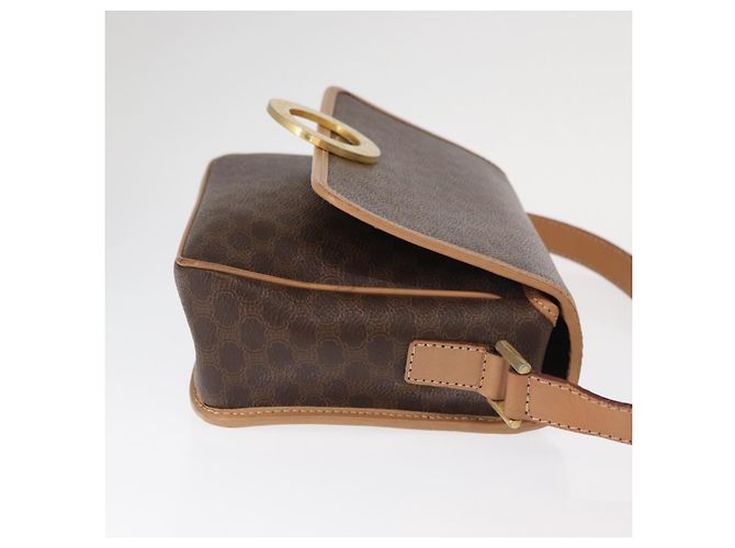 Céline Borsa a Spalla in Tela Macadam CELINE in Pelle PVC Marrone Oro Auth 161505 D'oro - vista 3