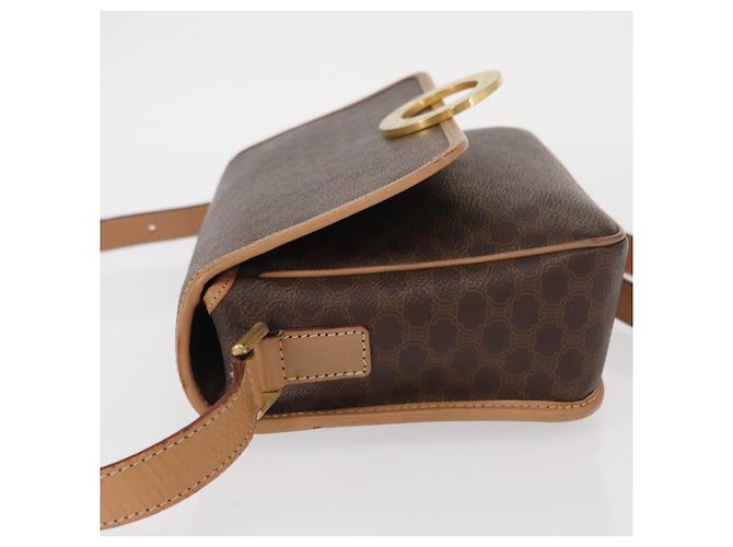 Céline Borsa a Spalla in Tela Macadam CELINE in Pelle PVC Marrone Oro Auth 161505 D'oro - vista 4