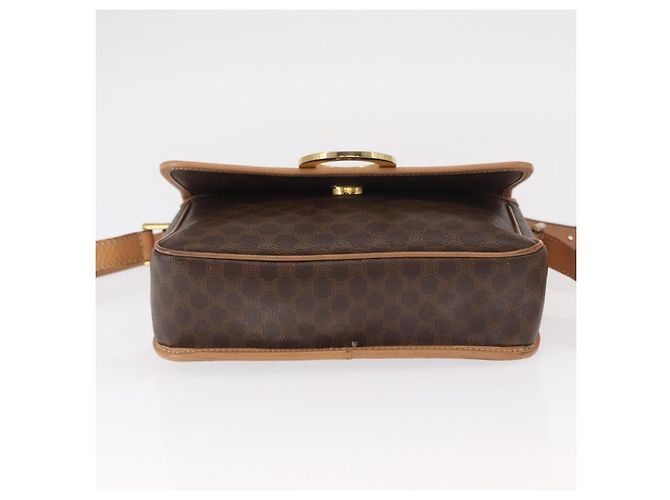 Céline Borsa a Spalla in Tela Macadam CELINE in Pelle PVC Marrone Oro Auth 161505 D'oro - vista 5