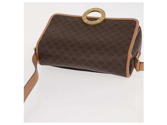 Céline Borsa a Spalla in Tela Macadam CELINE in Pelle PVC Marrone Oro Auth 161505 D'oro - vista 6