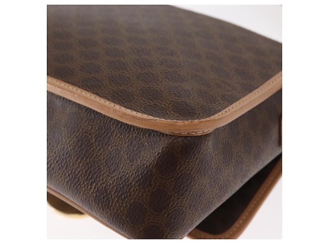 Céline Borsa a Spalla in Tela Macadam CELINE in Pelle PVC Marrone Oro Auth 161505 D'oro - vista 9