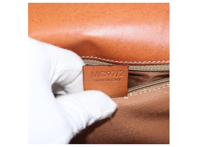 Céline Borsa a Spalla in Tela Macadam CELINE in Pelle PVC Marrone Oro Auth 161521 D'oro - vista 12