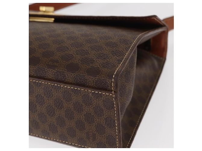 Céline Borsa a Spalla in Tela Macadam CELINE in Pelle PVC Marrone Oro Auth 161521 D'oro - vista 15