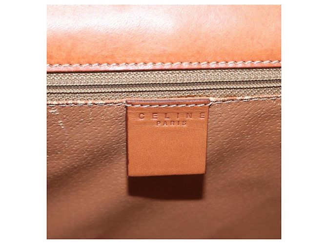 Céline Borsa a Spalla in Tela Macadam CELINE in Pelle PVC Marrone Oro Auth 161521 D'oro - vista 19