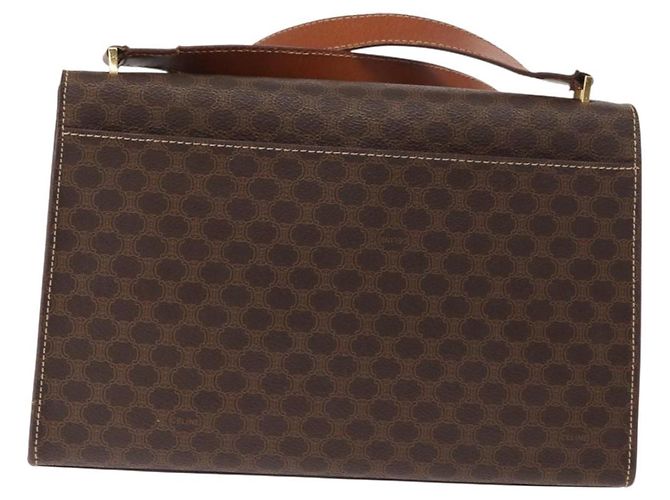 Céline Borsa a Spalla in Tela Macadam CELINE in Pelle PVC Marrone Oro Auth 161521 D'oro - vista 2