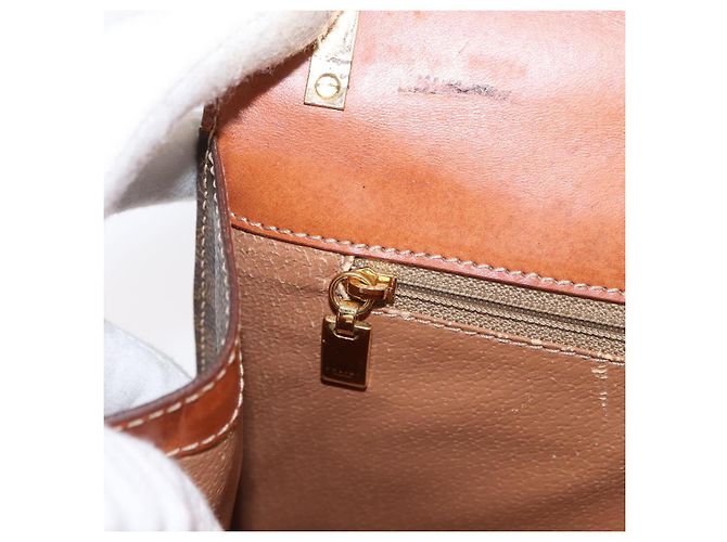 Céline Borsa a Spalla in Tela Macadam CELINE in Pelle PVC Marrone Oro Auth 161521 D'oro - vista 23