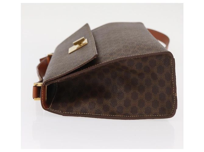 Céline Borsa a Spalla in Tela Macadam CELINE in Pelle PVC Marrone Oro Auth 161521 D'oro - vista 4