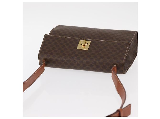 Céline Borsa a Spalla in Tela Macadam CELINE in Pelle PVC Marrone Oro Auth 161521 D'oro - vista 6