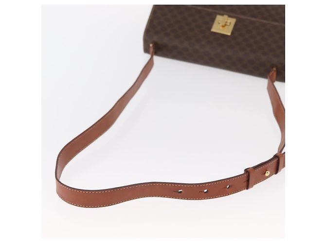 Céline Borsa a Spalla in Tela Macadam CELINE in Pelle PVC Marrone Oro Auth 161521 D'oro - vista 7