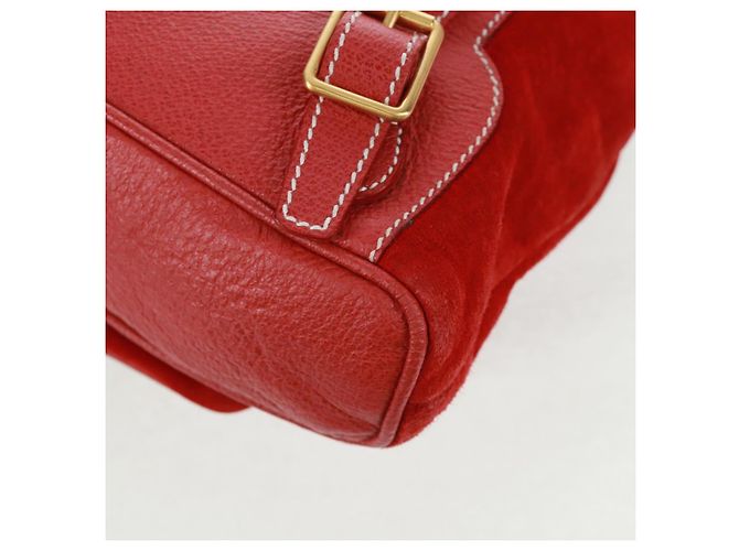Bamboo GUCCI Bambus-Rucksack Wildleder Rot Gold 003 1998 0030 Auth gh1510 Golden - Ansicht 10