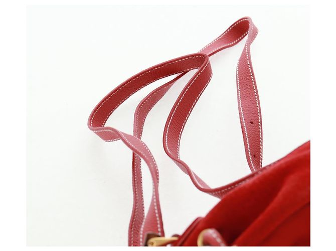 Bamboo GUCCI Bambus-Rucksack Wildleder Rot Gold 003 1998 0030 Auth gh1510 Golden - Ansicht 14