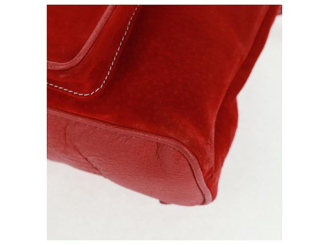 Bamboo GUCCI Bambus-Rucksack Wildleder Rot Gold 003 1998 0030 Auth gh1510 Golden - Ansicht 16