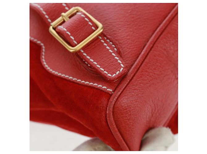 Bamboo GUCCI Bambus-Rucksack Wildleder Rot Gold 003 1998 0030 Auth gh1510 Golden - Ansicht 17