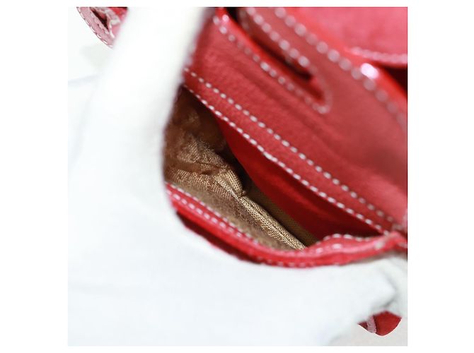 Bamboo GUCCI Bambus-Rucksack Wildleder Rot Gold 003 1998 0030 Auth gh1510 Golden - Ansicht 20
