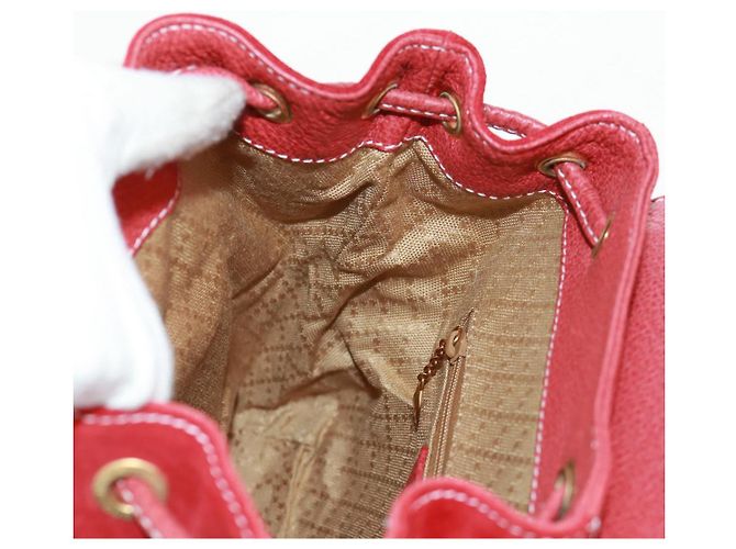 Bamboo GUCCI Bambus-Rucksack Wildleder Rot Gold 003 1998 0030 Auth gh1510 Golden - Ansicht 23