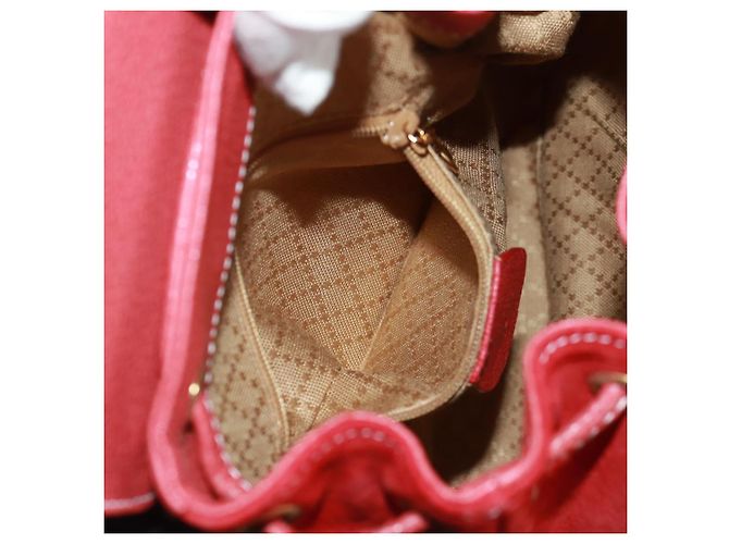 Bamboo GUCCI Bambus-Rucksack Wildleder Rot Gold 003 1998 0030 Auth gh1510 Golden - Ansicht 26