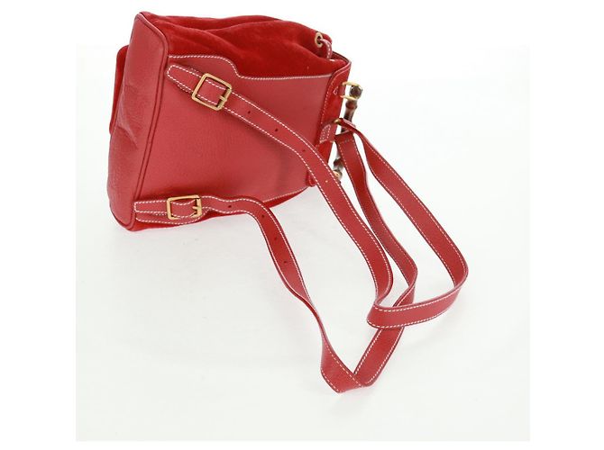 Bamboo GUCCI Bambus-Rucksack Wildleder Rot Gold 003 1998 0030 Auth gh1510 Golden - Ansicht 9