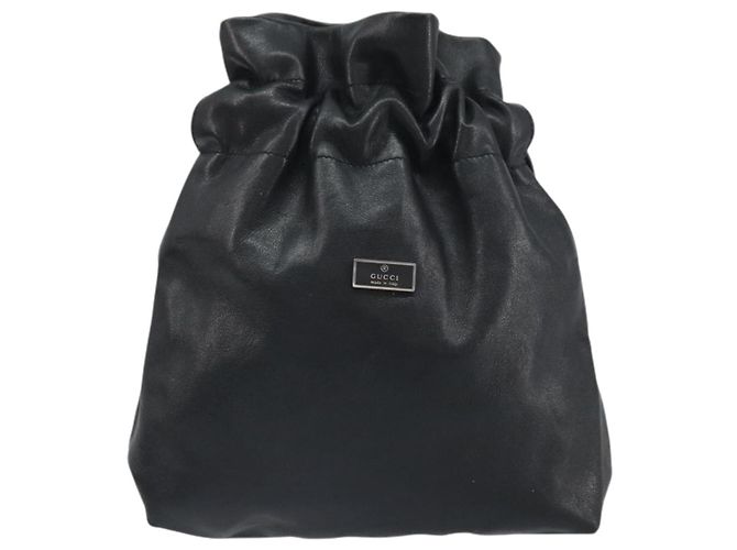 Borsa a Spalla in Pelle Nera GUCCI 001 3378 3754 Auth 161717 Nero - vista 13
