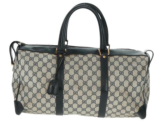 Gucci Borsa Boston GG Supreme in PVC Navy Gold Auth gh1530 D'oro Blu navy - vista 13