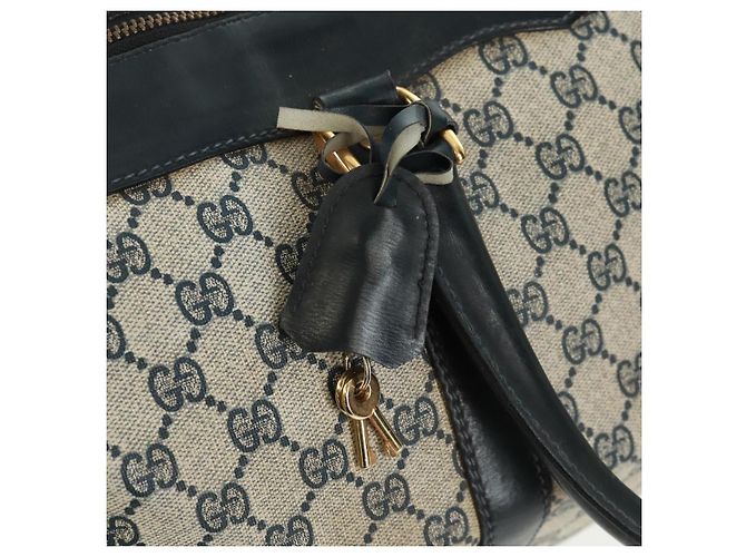 Gucci Borsa Boston GG Supreme in PVC Navy Gold Auth gh1530 D'oro Blu navy - vista 18