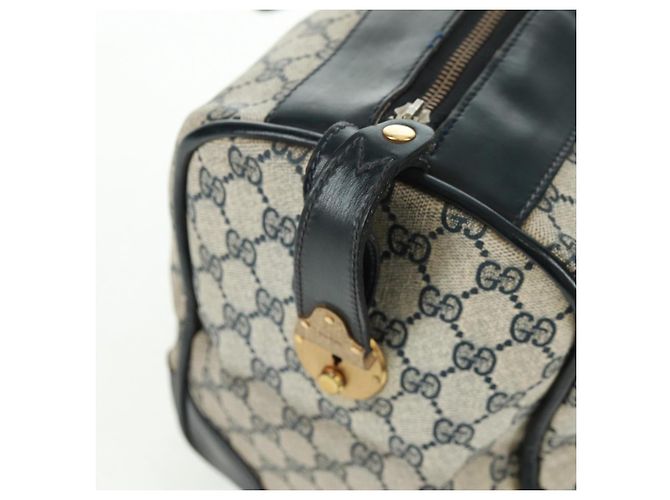 Gucci Borsa Boston GG Supreme in PVC Navy Gold Auth gh1530 D'oro Blu navy - vista 19