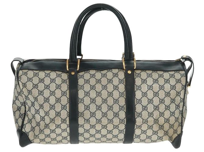 Gucci Borsa Boston GG Supreme in PVC Navy Gold Auth gh1530 D'oro Blu navy - vista 2